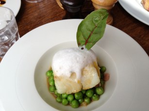 Cabillaud petits pois pancetta menthe