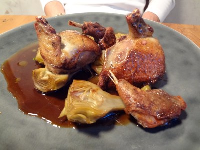 pigeon rôti artichauts